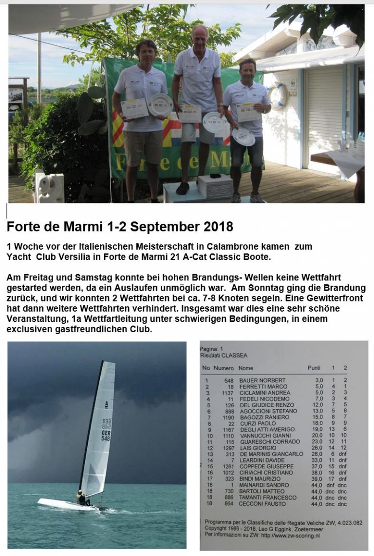 Forte de Marmi 1-2 September 2018