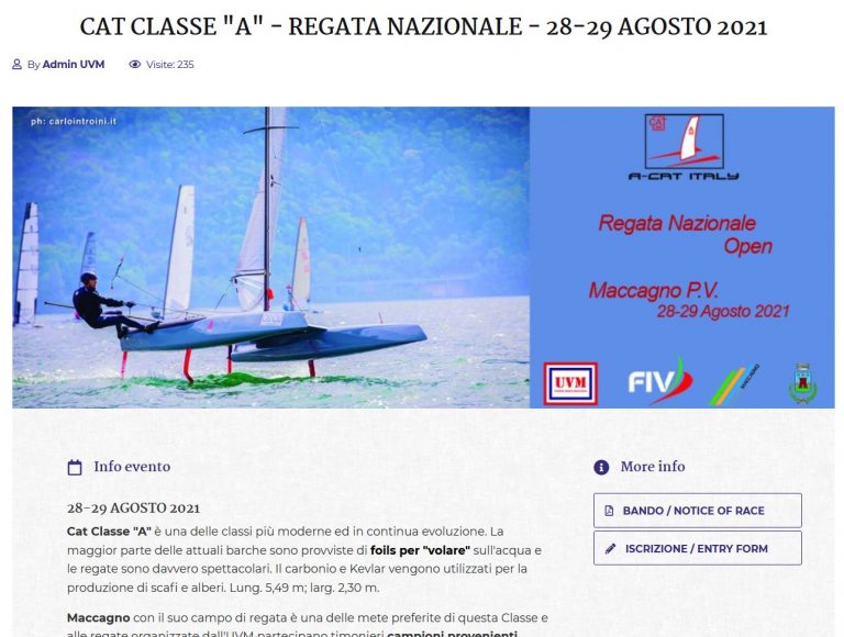 Regatta in Maccagno – NoR und Anmeldung jetzt verfügbar